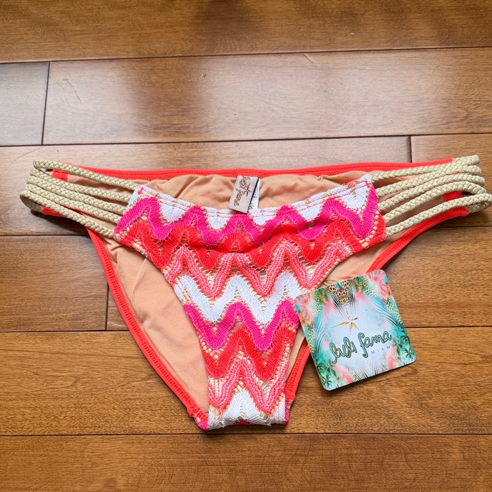 Luli Fama Pink and White Zigzag Bikini Bottom